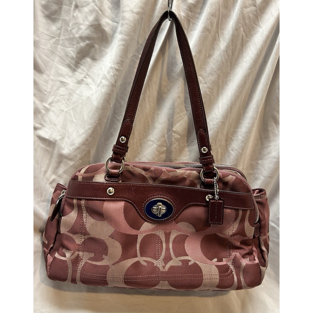 VTG Y2K Coach Penelope Optic C Signature Shoulder Bag Burgundy Pink F17481